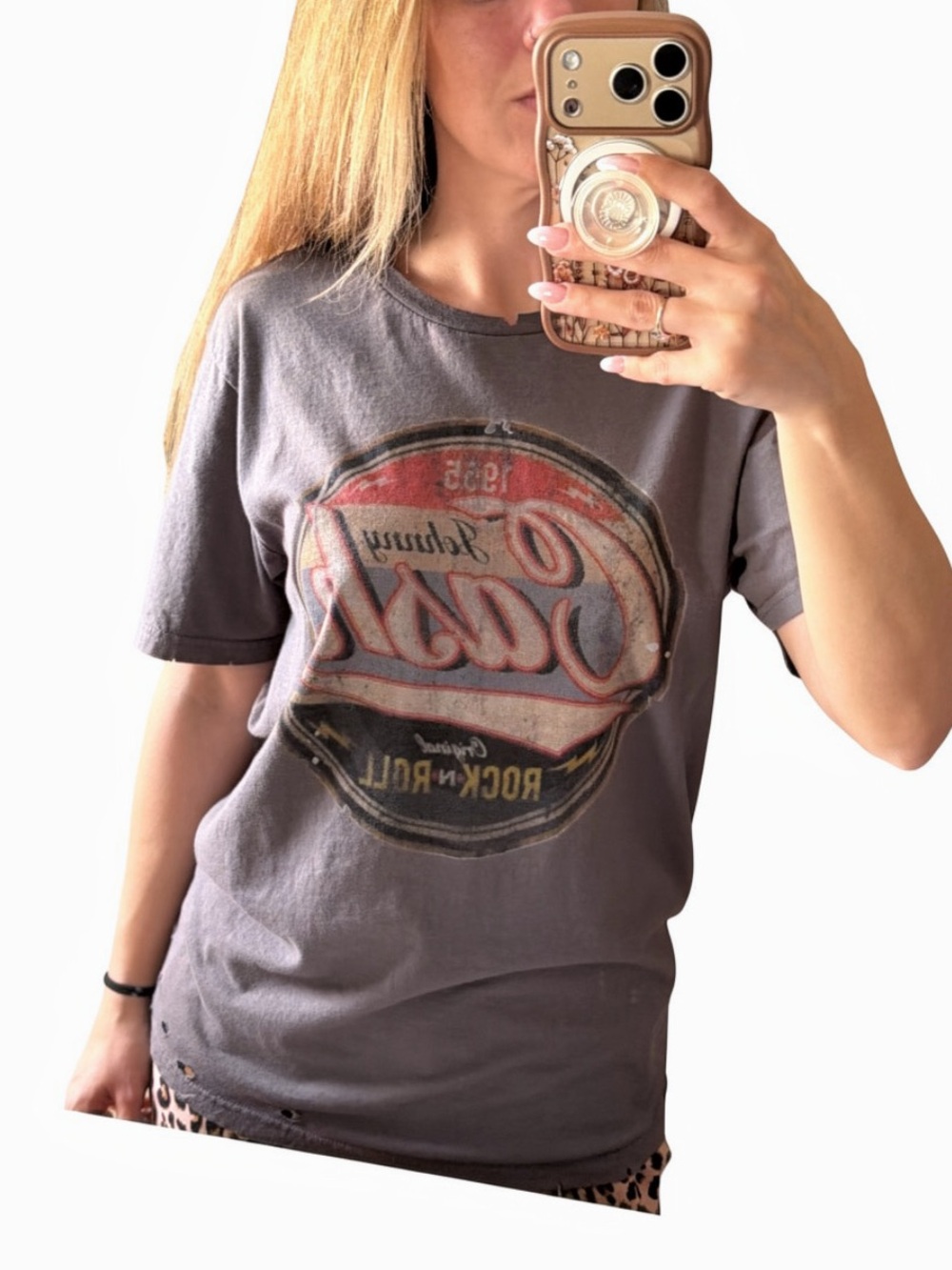 Bohemian Cowgirl Johnny Cash Distressed Graphic Tee - Medium
